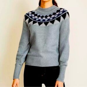 Ann Taylor Nordic Fair Isle Sweater Petite Small High Neck Apres Ski Preppy NWT